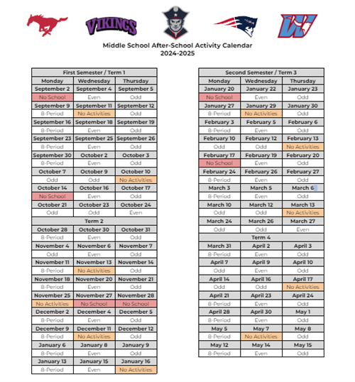 After-school activity schedule